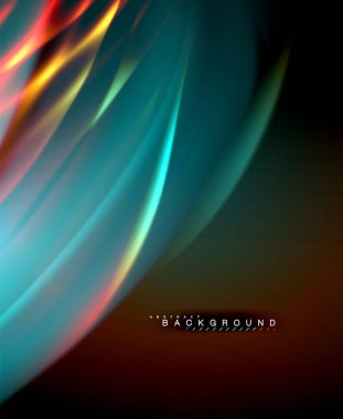 Neon parlayan dalga, sihirli enerji ve ışık arka plan. Vektör duvar kağıdı şablonu