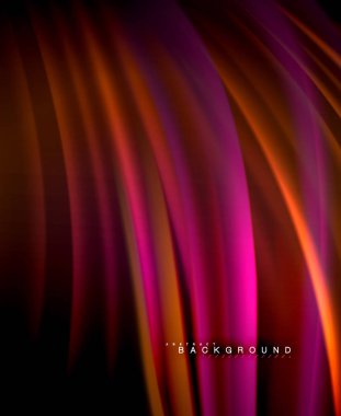 Neon parlayan dalga, sihirli enerji ve ışık arka plan. Vektör duvar kağıdı şablonu