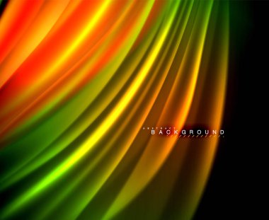 Neon parlayan dalga, sihirli enerji ve ışık arka plan. Vektör duvar kağıdı şablonu