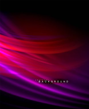 Neon parlayan dalga, sihirli enerji ve ışık arka plan. Vektör duvar kağıdı şablonu