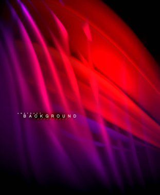 Neon parlayan dalga, sihirli enerji ve ışık arka plan. Vektör duvar kağıdı şablonu