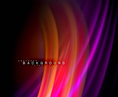 Neon parlayan dalga, sihirli enerji ve ışık arka plan. Vektör duvar kağıdı şablonu