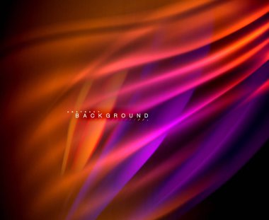 Neon parlayan dalga, sihirli enerji ve ışık arka plan. Vektör duvar kağıdı şablonu