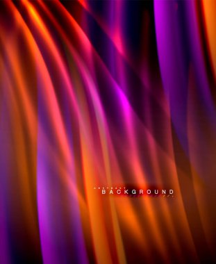 Neon parlayan dalga, sihirli enerji ve ışık arka plan. Vektör duvar kağıdı şablonu