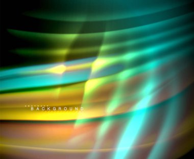 Neon parlayan dalga, sihirli enerji ve ışık arka plan. Vektör duvar kağıdı şablonu