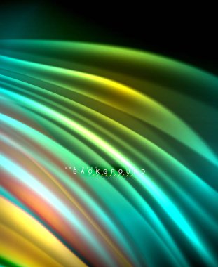 Neon parlayan dalga, sihirli enerji ve ışık arka plan. Vektör duvar kağıdı şablonu