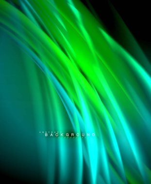 Neon parlayan dalga, sihirli enerji ve ışık arka plan. Vektör duvar kağıdı şablonu