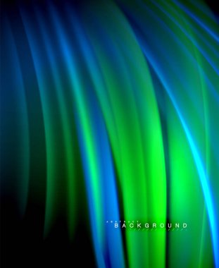 Neon parlayan dalga, sihirli enerji ve ışık arka plan. Vektör duvar kağıdı şablonu