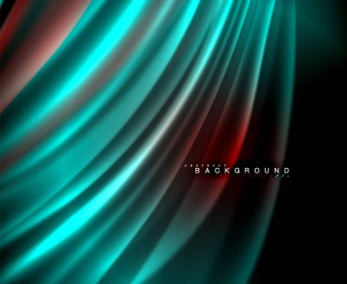 Neon parlayan dalga, sihirli enerji ve ışık arka plan. Vektör duvar kağıdı şablonu