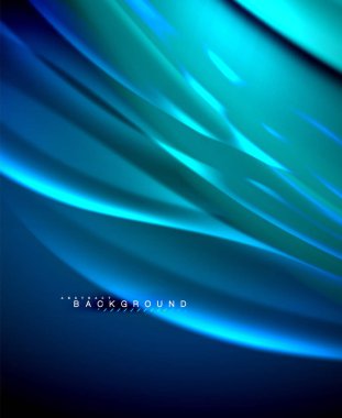 Neon parlayan dalga, sihirli enerji ve ışık arka plan. Vektör duvar kağıdı şablonu