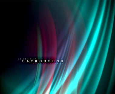 Neon parlayan dalga, sihirli enerji ve ışık arka plan. Vektör duvar kağıdı şablonu