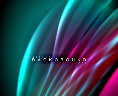 Neon parlayan dalga, sihirli enerji ve ışık arka plan. Vektör duvar kağıdı şablonu