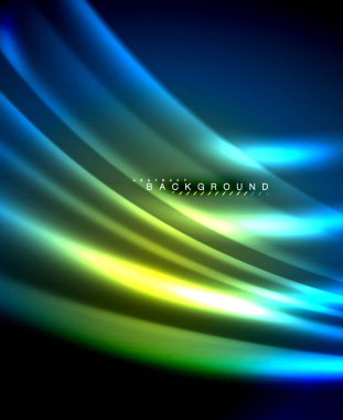 Neon parlayan techno hatları, yüksek teknoloji fütüristik arka plan şablonu kare şekilleri ile