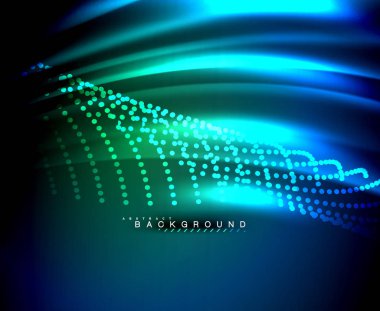 Neon parlayan techno hatları, yüksek teknoloji fütüristik arka plan şablonu kare şekilleri ile