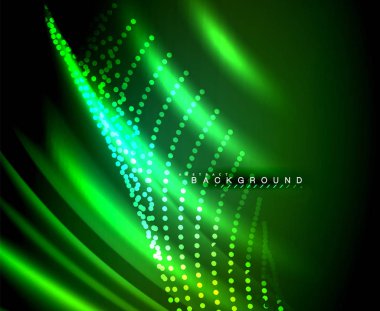 Neon parlayan techno hatları, yüksek teknoloji fütüristik arka plan şablonu kare şekilleri ile