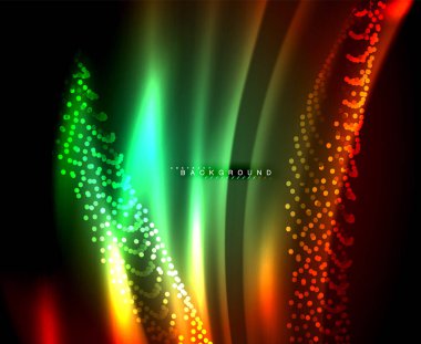 Neon parlayan techno hatları, yüksek teknoloji fütüristik arka plan şablonu kare şekilleri ile