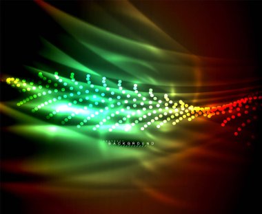 Neon parlayan techno hatları, yüksek teknoloji fütüristik arka plan şablonu kare şekilleri ile