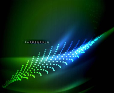 Neon parlayan techno hatları, yüksek teknoloji fütüristik arka plan şablonu kare şekilleri ile