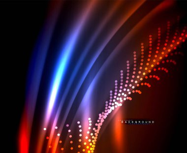 Neon parlayan techno hatları, yüksek teknoloji fütüristik arka plan şablonu kare şekilleri ile