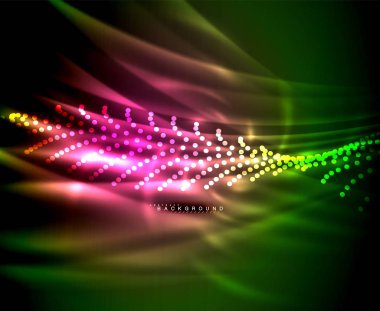 Neon parlayan techno hatları, yüksek teknoloji fütüristik arka plan şablonu kare şekilleri ile