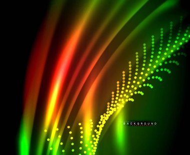 Neon parlayan techno hatları, yüksek teknoloji fütüristik arka plan şablonu kare şekilleri ile