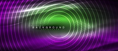 Neon parlayan çizgiler, sihirli enerji uzay ışığı konsepti, soyut arka plan duvar kağıdı tasarımı