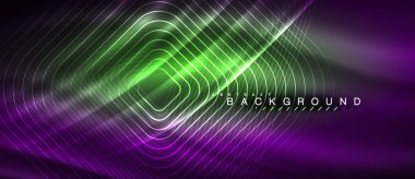 Neon parlayan çizgiler, sihirli enerji uzay ışığı konsepti, soyut arka plan duvar kağıdı tasarımı