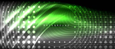 Neon parlayan çizgiler, sihirli enerji uzay ışığı konsepti, soyut arka plan duvar kağıdı tasarımı