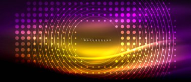 Neon parlayan çizgiler, sihirli enerji uzay ışığı konsepti, soyut arka plan duvar kağıdı tasarımı