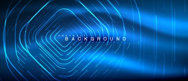 Neon parlayan çizgiler, sihirli enerji uzay ışığı konsepti, soyut arka plan duvar kağıdı tasarımı