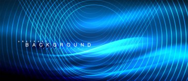 Neon parlayan çizgiler, sihirli enerji uzay ışığı konsepti, soyut arka plan duvar kağıdı tasarımı