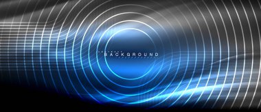 Neon parlayan çizgiler, sihirli enerji uzay ışığı konsepti, soyut arka plan duvar kağıdı tasarımı