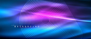 Neon parlayan çizgiler, sihirli enerji uzay ışığı konsepti, soyut arka plan duvar kağıdı tasarımı