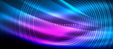 Neon parlayan çizgiler, sihirli enerji uzay ışığı konsepti, soyut arka plan duvar kağıdı tasarımı