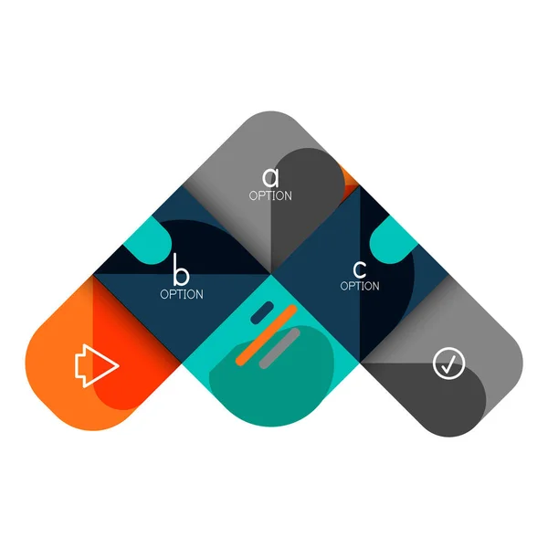 Opção de infográficos e passo a passo em quadrados arredondados, elemento de gráfico, gráfico, diagrama com opções, peças, processos — Vetor de Stock