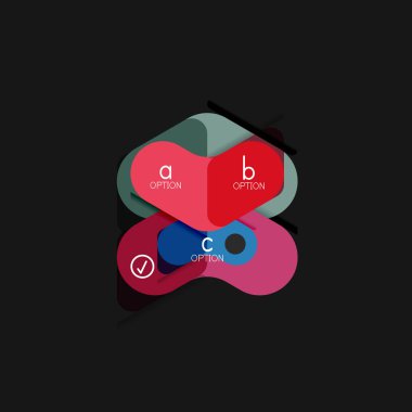 Düz tasarım geometrik infographics, ok şekli vektör etiket veya etiket, Fiyat etiketleri, promosyon rozet, simgesi tasarım, kağıt tarzı düzeni verileri grafik görselleştirme adım adım süreci için için teklif