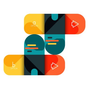 Infographics seçeneği ve adım adım içinde yuvarlak kareler, grafik, grafik, diyagram seçenekleri, parçalar, süreçleri ile unsuru