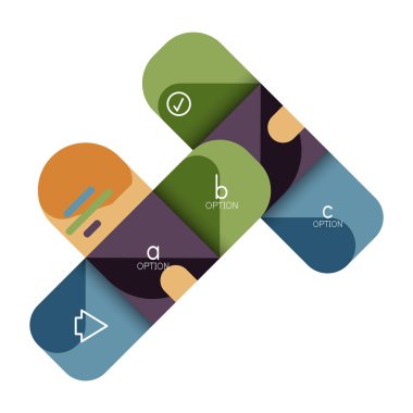 Infographics seçeneği ve adım adım içinde yuvarlak kareler, grafik, grafik, diyagram seçenekleri, parçalar, süreçleri ile unsuru