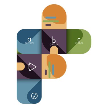 Infographics seçeneği ve adım adım içinde yuvarlak kareler, grafik, grafik, diyagram seçenekleri, parçalar, süreçleri ile unsuru