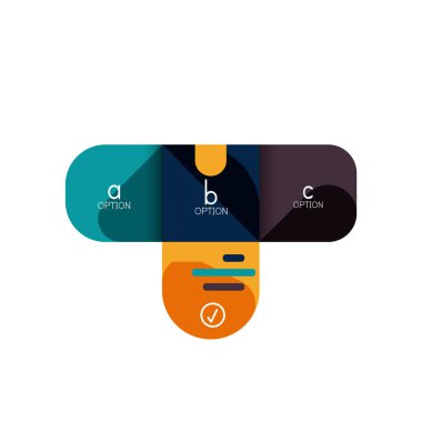 Infographics seçeneği ve adım adım içinde yuvarlak kareler, grafik, grafik, diyagram seçenekleri, parçalar, süreçleri ile unsuru