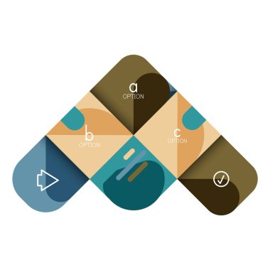 Infographics seçeneği ve adım adım içinde yuvarlak kareler, grafik, grafik, diyagram seçenekleri, parçalar, süreçleri ile unsuru