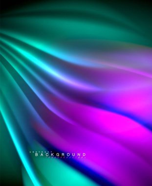 Neon holografik sıvı renkli dalga web, duvar kağıdı, desen, doku ve arka plan için