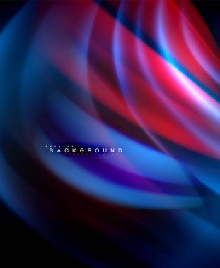 Neon holografik sıvı renkli dalga web, duvar kağıdı, desen, doku ve arka plan için. Vektör çizim