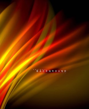 Neon parlayan dalga, sihirli enerji ve ışık arka plan. Vektör duvar kağıdı şablonu