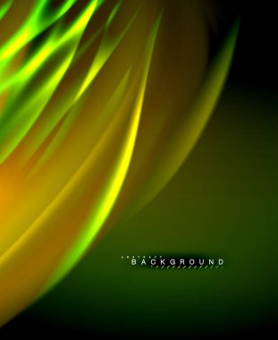 Neon parlayan dalga, sihirli enerji ve ışık arka plan. Vektör duvar kağıdı şablonu