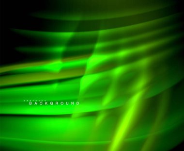 Neon parlayan dalga, sihirli enerji ve ışık arka plan. Vektör duvar kağıdı şablonu