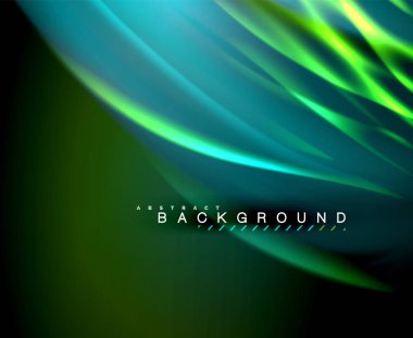 Neon parlayan dalga, sihirli enerji ve ışık arka plan. Vektör duvar kağıdı şablonu