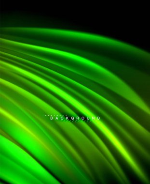 Neon parlayan dalga, sihirli enerji ve ışık arka plan. Vektör duvar kağıdı şablonu