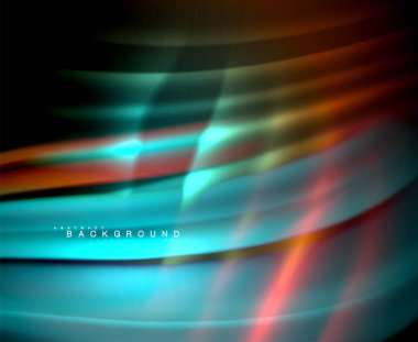 Neon parlayan dalga, sihirli enerji ve ışık arka plan. Vektör duvar kağıdı şablonu