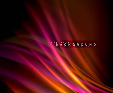 Neon parlayan dalga, sihirli enerji ve ışık arka plan. Vektör duvar kağıdı şablonu